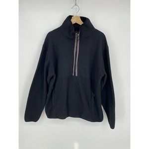 Autumn International Mens Pullover Fleece Medium Navy Blue Half Zip Long Sleeve